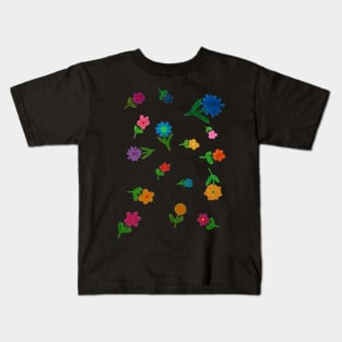 More Hand Drawn Flowers (dark background) Kids T-Shirt